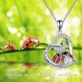 wholesale 925 Sterling Silver Red Black Enamel Ladybug Heart Pendant Necklaces for Women Gift-0-1