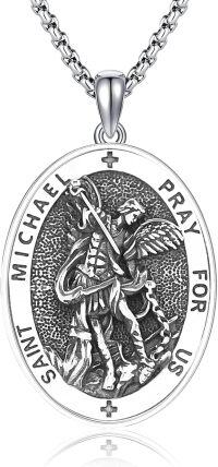 wholesale 925 Sterling Silver St Michael Archangel Medal Prayer Jewelry for Men Women Boys Girls Kids Gift 24 Chain-11a-St Michael.-11a-St Michael.