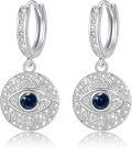 wholesale 925 Sterling Silver Blue Opal Evil Eye Huggie Hoop Earrings for Women - Hypoallergenic  Idea-0-6