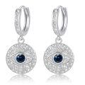 wholesale 925 Sterling Silver Evil Eye Drop Earrings For Women White Gold Plated Blue Created Sapphire-0-6
