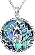 wholesale TOUPOP Lotus Necklace S925 Sterling Silver Abalone Shell/chakra Necklace Yoga Necklace Lotus Jewelry For Women Mother's Day Birthday Christmas Day Gift -0-0