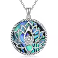 TOUPOP Sterling Silver Abalone Shell Lotus Necklace-0-0