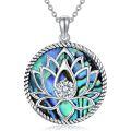 TOUPOP Sterling Silver Abalone Shell Lotus Necklace-0-0