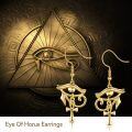 wholesale 925 Sterling Silver Hypoallergenic Eye Of Horus & Ankh Drop Earrings - Ancient Egypt Jewelry for Women-0-5