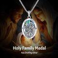 wholesale 925 Sterling Silver Abalone Shell Holy Family Protect Us Pendant Necklace-0-4