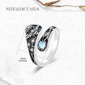wholesale 925 Sterling Silver Blue Moonstone Vintage Adjustable Butterfly Ring-0-5
