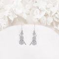 wholesale 925 Sterling Silver Musical Instrument Drop Earrings for Women Girls - Elegant Cello Design with Cubic Zirconia Stones (Silver)-0-2