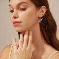 wholesale 925 Sterling Silver Blue Butterfly Heart Cubic Zirconia Drop Earrings For Women-0-3