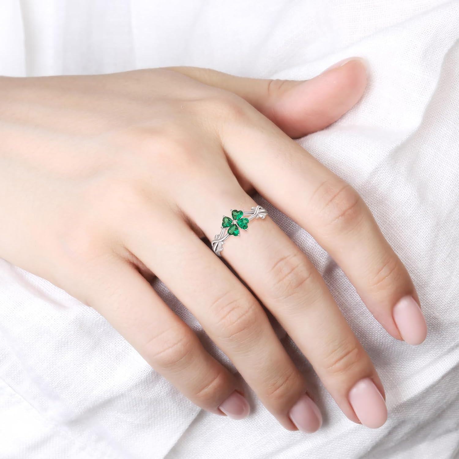 Sterling Silver Shamrock Ring for Women Irish Four Leaf Clover St Patrick s Day Jewelry-0-3