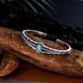 wholesale 925 Sterling Silver Turquoise Genuine Vintage Native American Boho Adjustable Bangle Cuff Bracelet for Women (S M L)-0-2