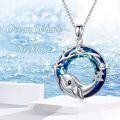 wholesale 925 Sterling Silver Dolphin Pendant with Blue Crystal and Starfish Charm Necklace for Women-0-5