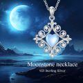 wholesale 925 Sterling Silver Heart-Shaped Blue Moonstone and Cubic Zirconia Pendant Necklace for Women-0-4