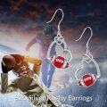 wholesale 925 Sterling Silver Football Heart Sport Drop Earrings for Women-0-2