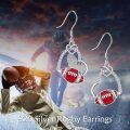wholesale 925 Sterling Silver Football Heart Sport Drop Earrings for Women-0-2