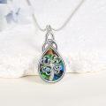 wholesale 925 Sterling Silver Teardrop Abalone Shell Four-Leaf Clover Pendant Gothic Necklace-0-2
