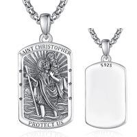 wholesale 925 Sterling Silver Saint Christopher Medal Pendant Necklaces for Men & Women - Religious Protection  Ideas-A0-Saint Christopher（Personalized）-A0-Saint Christopher