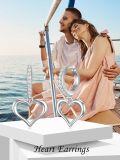 wholesale 925 Sterling Silver Heart Shape Dangle Hoop Earrings with Cubic Zirconia for Women Gifts-0-1