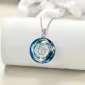 TOUPOP 925 Silver Blue Crystal Crown Necklace For Women-0-4