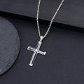 wholesale 925 Sterling Silver Mens Black Stone Inlay Cross Pendant Necklace-0-3