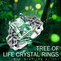 wholesale  Sterling Silver Crystal Tree of Life Rings Adjustable Jewelry Gifts for Women -0-4