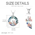 TOUPOP Sterling Silver Blue Crystal Rose Flower Pendant Necklace-0-3