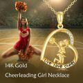 wholesale 14K Gold Cheerleader Live Love Heart Pendant Necklace for Women Girls Gifts-0-3