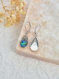 wholesale 925 Sterling Silver Teardrop Abalone Shell Leverback French Wire Boho Dangle Earrings-0-3