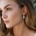 wholesale 925 Sterling Silver Pink Heart Drop Earrings Wholesale With Clear Crystal Details-0-3