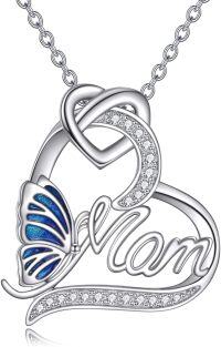 wholesale 925 Sterling Silver Butterfly Heart Mom Pendant Necklaces Gifts for Women Girls-Butterfly