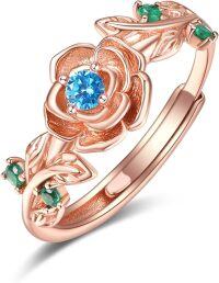 wholesale Sterling Silver Rose Gold Adjustable Rose Ring for Women-Rose Gold-12-Dece