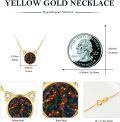 wholesale 14K Gold Opal Cat Face Pendant Necklace with Diamonds - Birthday Gifts for Her-0-1