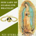 wholesale 925 Sterling Silver & Black Onyx Our Lady of Guadalupe Bracelet, 20mm Charm, Double , 7+2 Extender, Catholic Jewelry-0-1