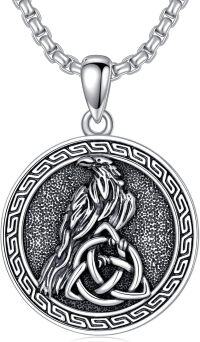 wholesale 925 Sterling Silver Round Celtic Knot Raven Head Pendant Necklace s for Women and Men Mother's Day Gift Jewelry Accessories-1-Raven