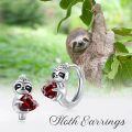 wholesale 925 Sterling Silver Red Heart Sloth Huggie Hoop Earrings for Women and Teenage Girls-0-4