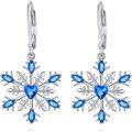 wholesale 925 Sterling Silver Snowflake Blue Crystal Drop Dangle Earrings for Women Holiday s-0-0