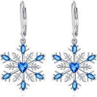 wholesale 925 Sterling Silver Snowflake Blue Crystal Drop Dangle Earrings for Women Holiday s-Snowflake-2