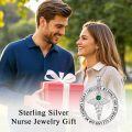 wholesale 925 Sterling Silver 12 Birthstones Nurse Necklace with Caduceus Nursing Graduation Gift-0-5