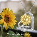 wholesale TOUPOP Sunflower Necklace You Are My Sunshine Necklace Sterling Silver Sunflower Pendant Necklace Jewelry For Women -0-1
