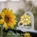 TOUPOP Sterling Silver Sunflower Pendant Necklace Jewelry For Women-0-1