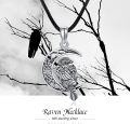 wholesale 925 Sterling Silver Raven Crescent Moon Celtic Knotwork Pagan Wicca Pendant Necklace-0-4
