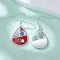 wholesale 925 Sterling Silver USA Teardrop Star & Stripes Drop Earrings-0-1