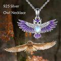 wholesale 925 Sterling Silver Purple Enamel Heart Owl Pendant Necklace for Women Gifts-0-1