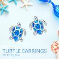 wholesale 925 Sterling Silver Blue Opal Sea Turtle Stud Earrings Hawaiian Beach s for Women Girlfriend-0-2