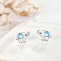 wholesale 925 Sterling Silver Moonstone Elephant Stud Earrings - Cute Animal  for Women-0-3