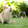 wholesale 925 Sterling Silver Guinea Pig Hoop Earrings - Adorable Animal  for Her-0-4
