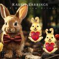 wholesale Gold 925 Sterling Silver Red Heart Crystal Bunny Stud Earrings for Women and Girls-0-4