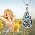 wholesale 925 Sterling Silver Abalone Shell Daisy Flower Pendant Necklaces for Women Girls s 45cm Chain Length-0-1