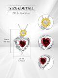 wholesale S925 Sterling Silver Gold Plated Ruby Sunflower Heart Pendant Necklace You Are My Sunshine Gift for Her-0-5