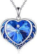 wholesale Sterling Silver Austrian Crystals Love Heart Pendant Necklace for Women-0-0