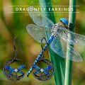 wholesale 925 Sterling Silver Blue Dragonfly Moon Drop Earrings - Irish  for Women-0-5